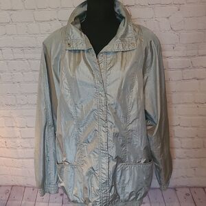 Tudor Court Sage Green Size Large 90's Snap Close Windbreaker Jacket Spring